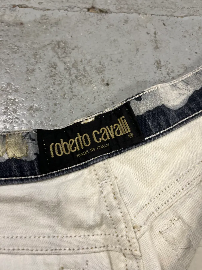 1990s Roberto Cavalli Medieval Flowers Blue Pants - Image 10