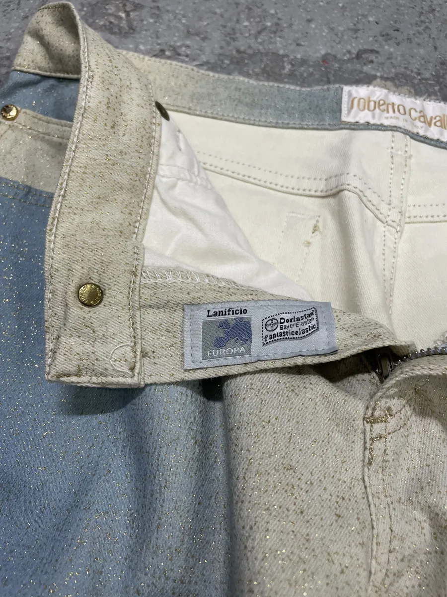 1990s Roberto Cavalli Sand Turquoise Water Pants - Image 8