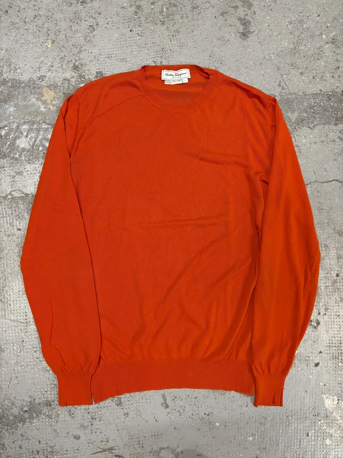 1990s Salvatore Ferragamo Orange Contemporary Sweater