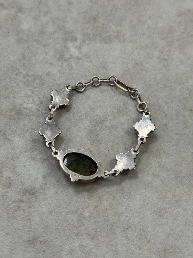 1990s Silver & Labradorite Contemporary Relief Bracelet - Image 6