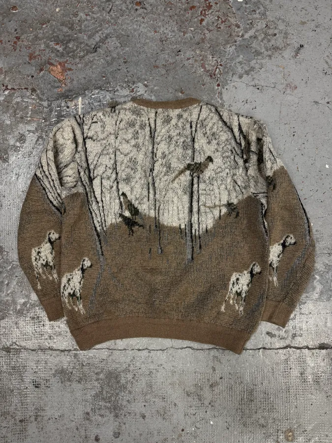 1990s Valentino Calm Fall Forest Cream Beige Sweater - Image 4