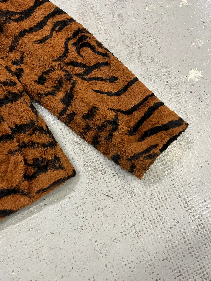 1990s Versace Brown Tiger Stripe Fuzzy Jacket - Image 6