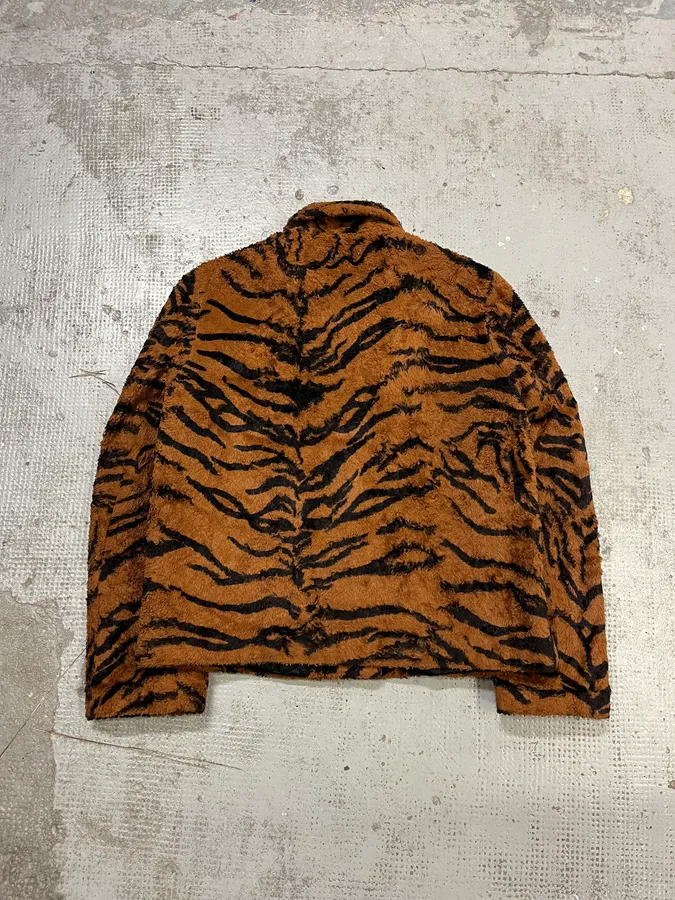1990s Versace Brown Tiger Stripe Fuzzy Jacket - Image 7