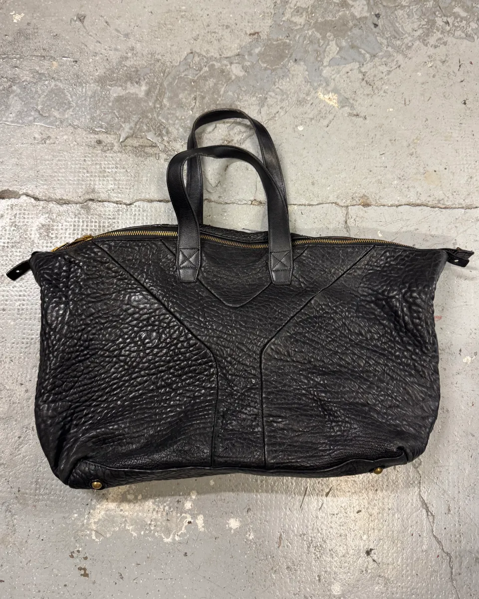 1990s Yves Saint Laurent Black 'Y' Grain Leather Bag - Image 2