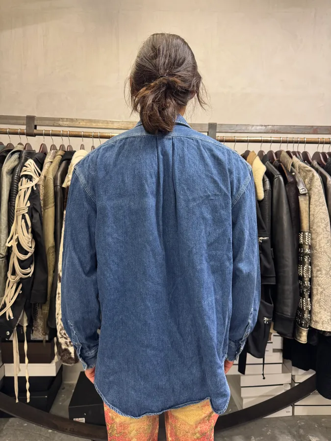 1990s Yves Saint Laurent Blue Denim Shirt - Image 3