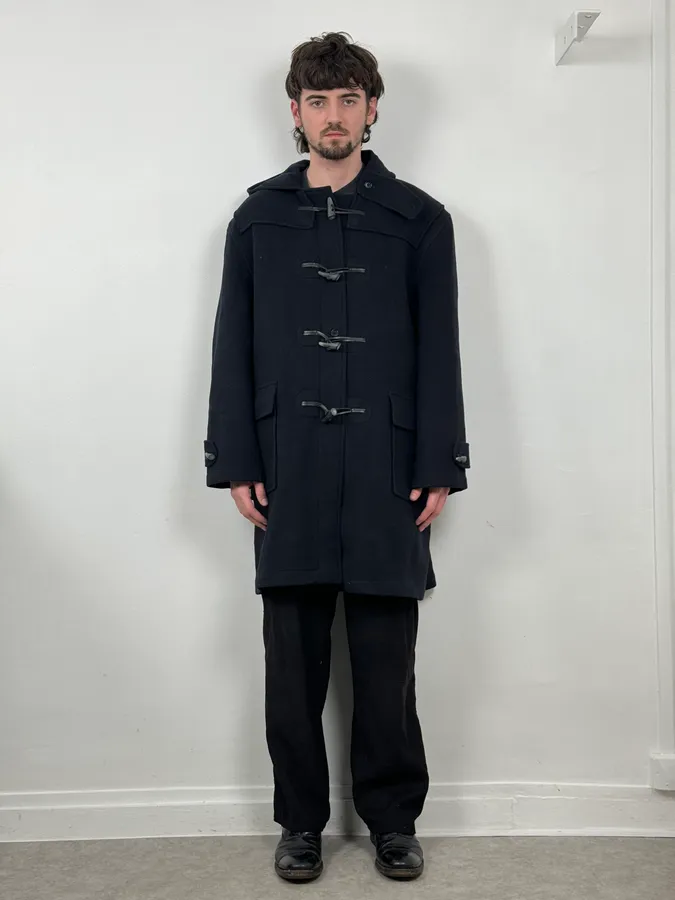 1990s Yves Saint Laurent Classy Dark Navy Wool Duffle Coat - Image 2