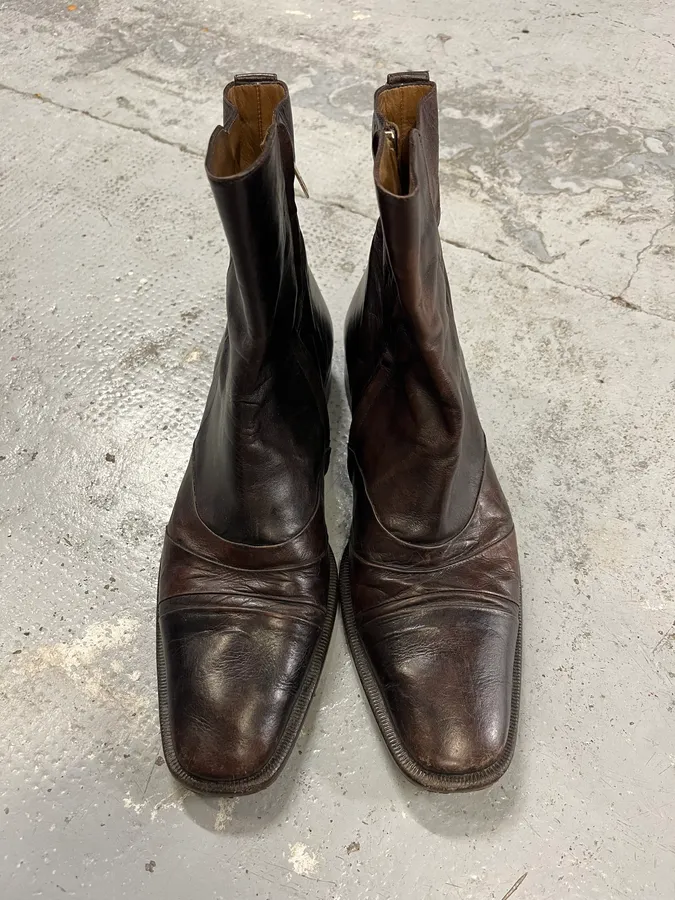 1990s Yves Saint Laurent Dark Brown Leather Boots - Image 5