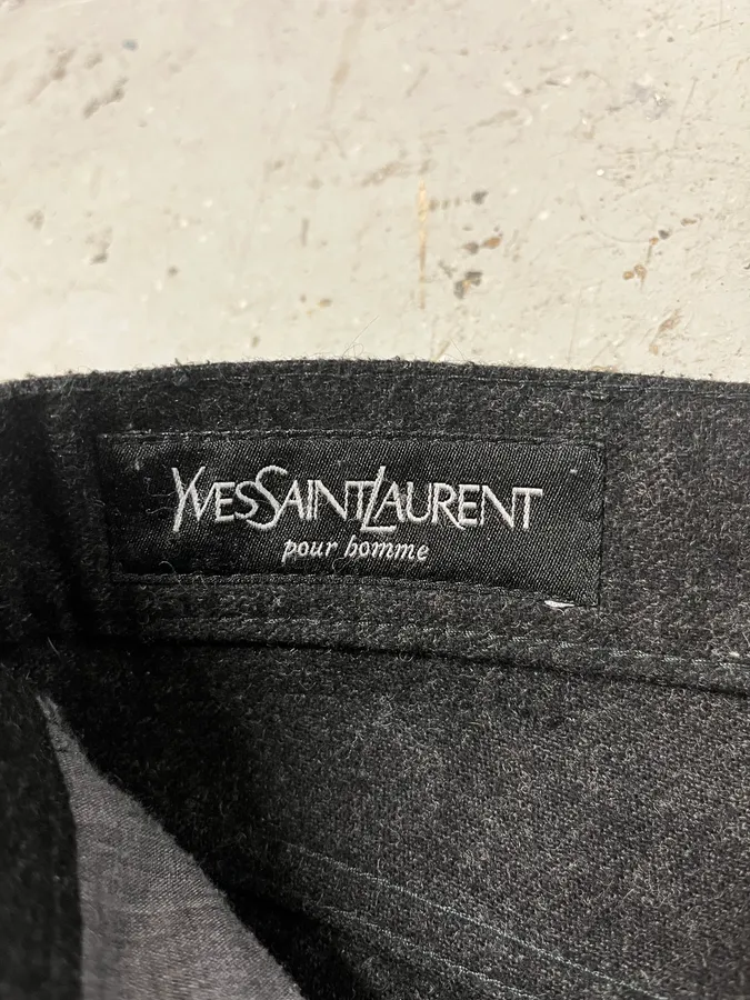 1990s Yves Saint Laurent Grey Wool Pants - Image 9