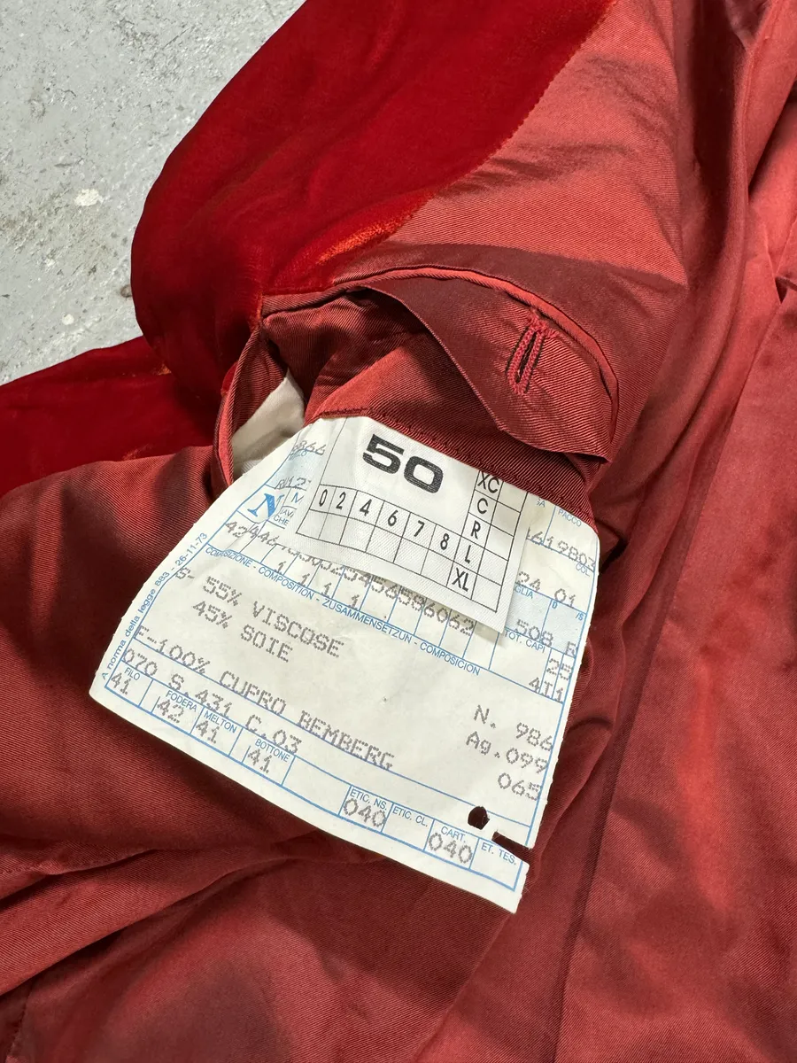1990s Yves Saint Laurent Rive Gauche Velvet Red Suit Jacket - Image 8