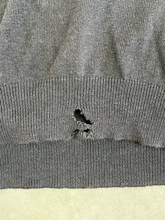 1990s Yves Saint Laurent Tern V Neck Distressed Sweater - Image 9