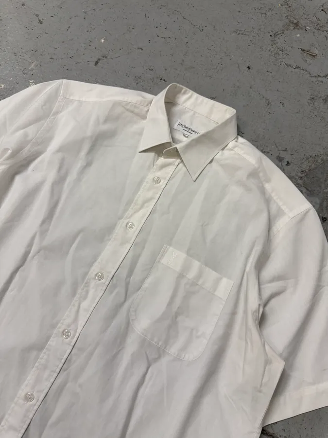 1990s Yves Saint Laurent White Short Sleeves Shirt - Image 6