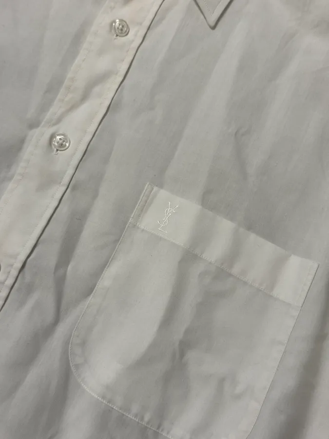 1990s Yves Saint Laurent White Short Sleeves Shirt - Image 7