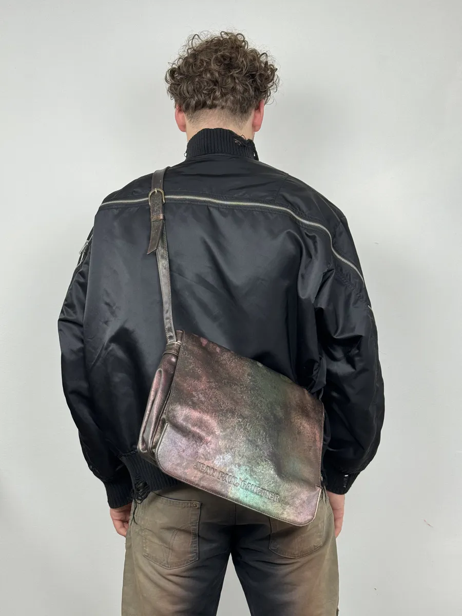 1995 Jean Paul Gaultier World Eroded Satin Shoulder Bag - Image 2