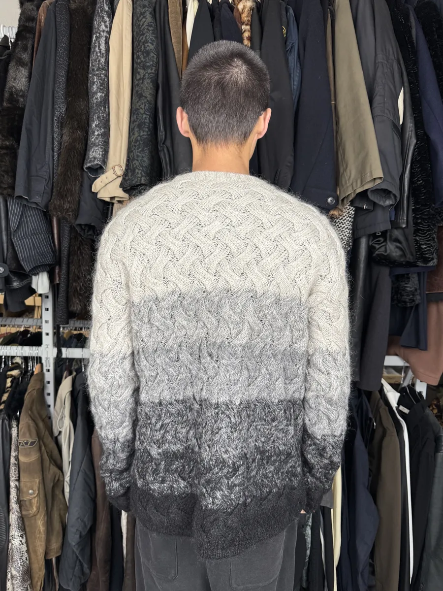 2000 Emporio Armani Grey Wool Layers Gradient Sweater - Image 4