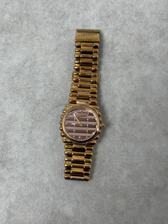 2000 Jean Paul Gaultier Bullet Rose Gold Metal Watch - Image 2