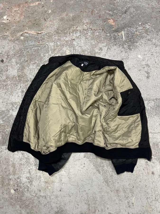 2000 s Armani Black Utility Faded Bomber Jacket - Image 10