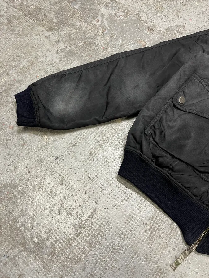 2000 s Armani Black Utility Faded Bomber Jacket - Image 6