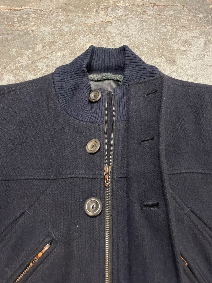 2000s Acne Studios Cropped Wool Buttoned Navy Jacket - Image 8