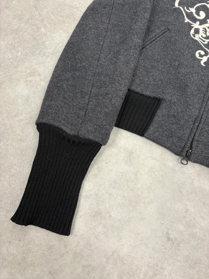 2000s Agnes B Dark Grey Wool & Cashmere Signature Jacket - Image 8