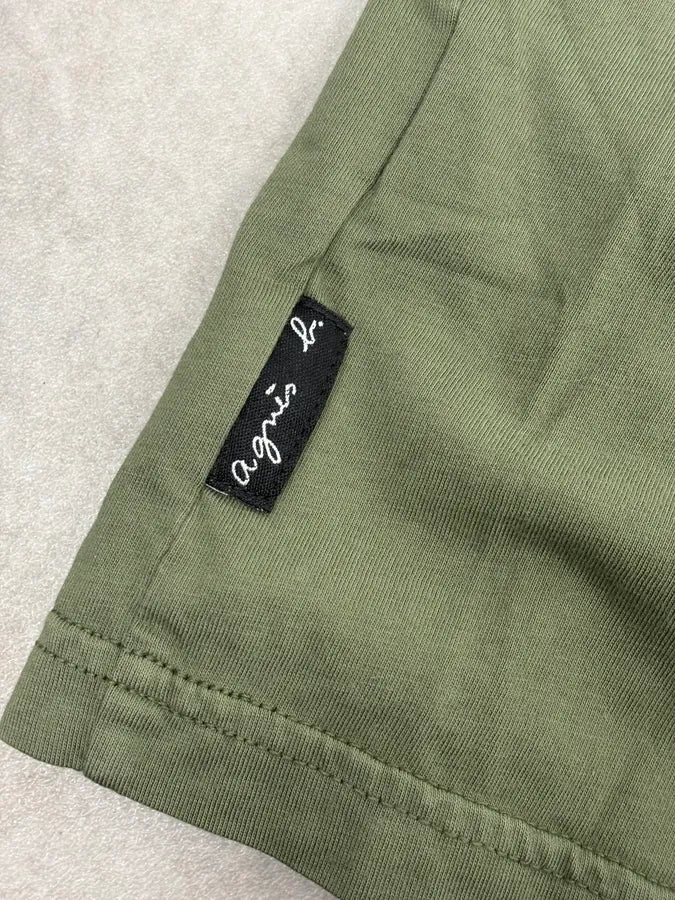2000s Agnes b Olive Ribbed Plastron Henley Longsleeve - Image 8