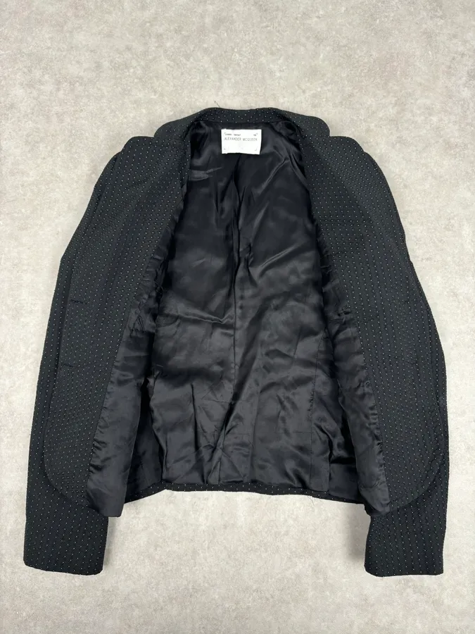 2000s Alexander McQueen Black Wool Studded Blazer - Image 7