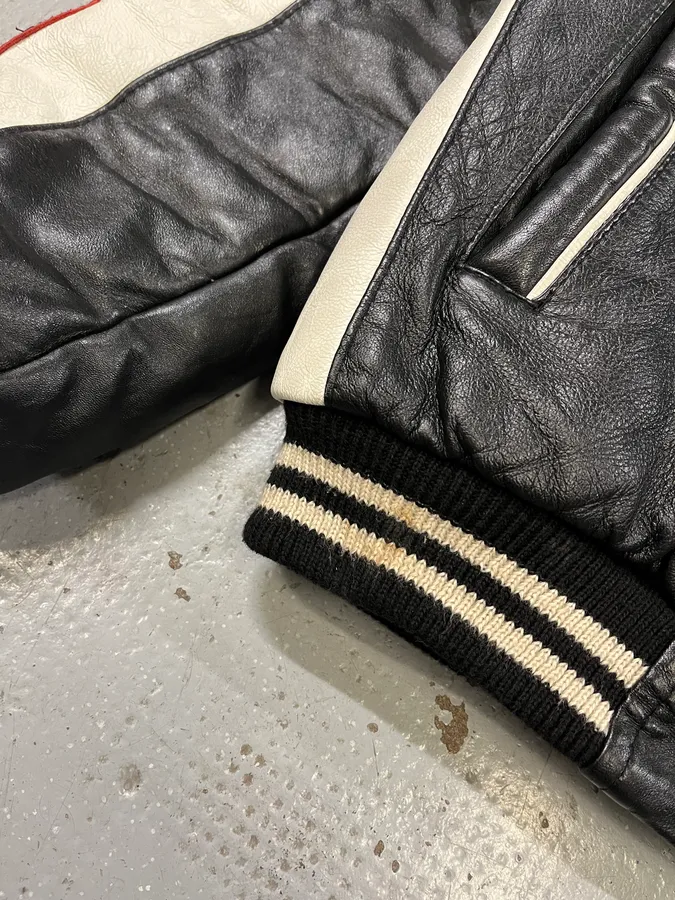2000s Algeria Traditional Black Leather Bomber Jacket - Image 10