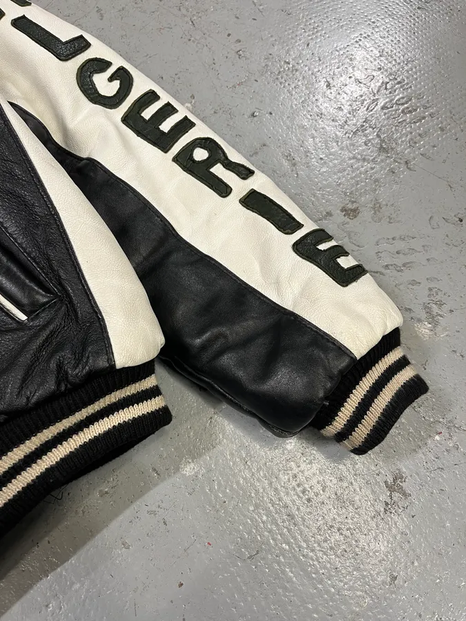 2000s Algeria Traditional Black Leather Bomber Jacket - Image 11