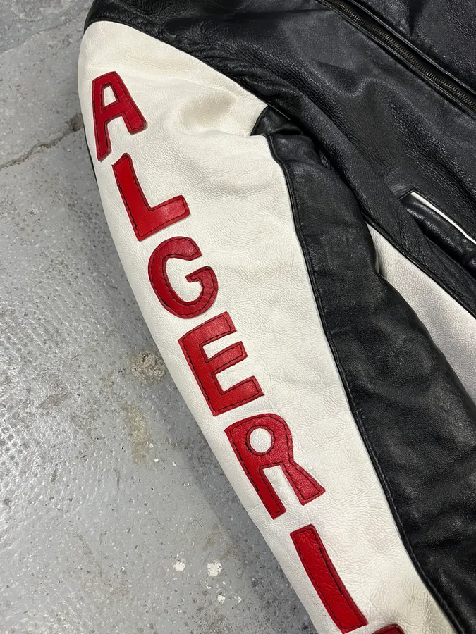 2000s Algeria Traditional Black Leather Bomber Jacket - Image 12