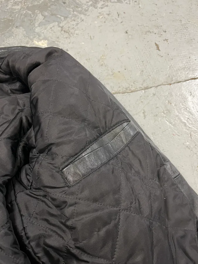 2000s Algeria Traditional Black Leather Bomber Jacket - Image 14
