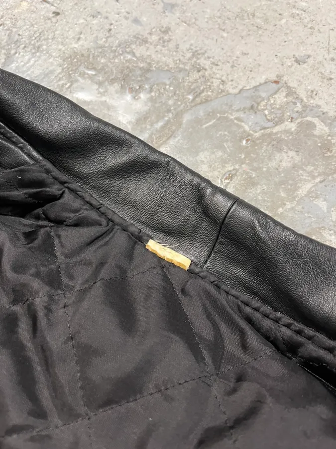 2000s Algeria Traditional Black Leather Bomber Jacket - Image 15