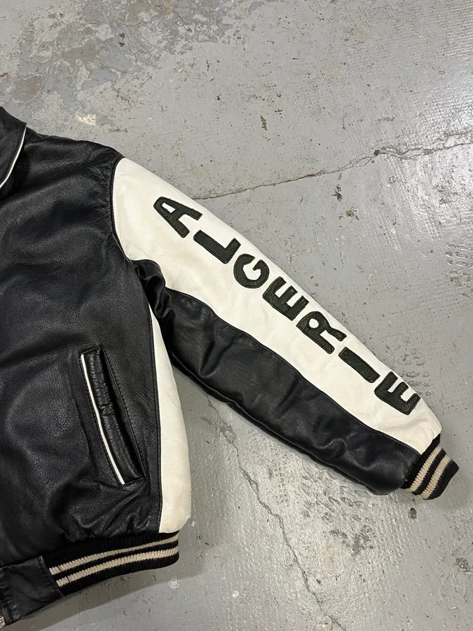 2000s Algeria Traditional Black Leather Bomber Jacket - Image 8