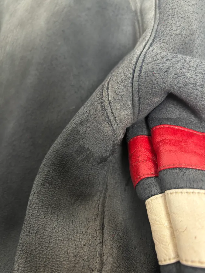 2000s Armani 81 Aviator Grey Eroded Leather Jacket - Image 14