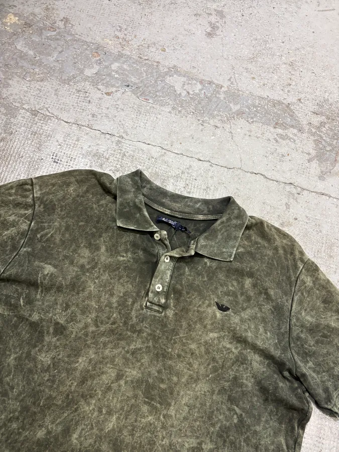 2000s Armani Acid Faded Green Polo - Image 4
