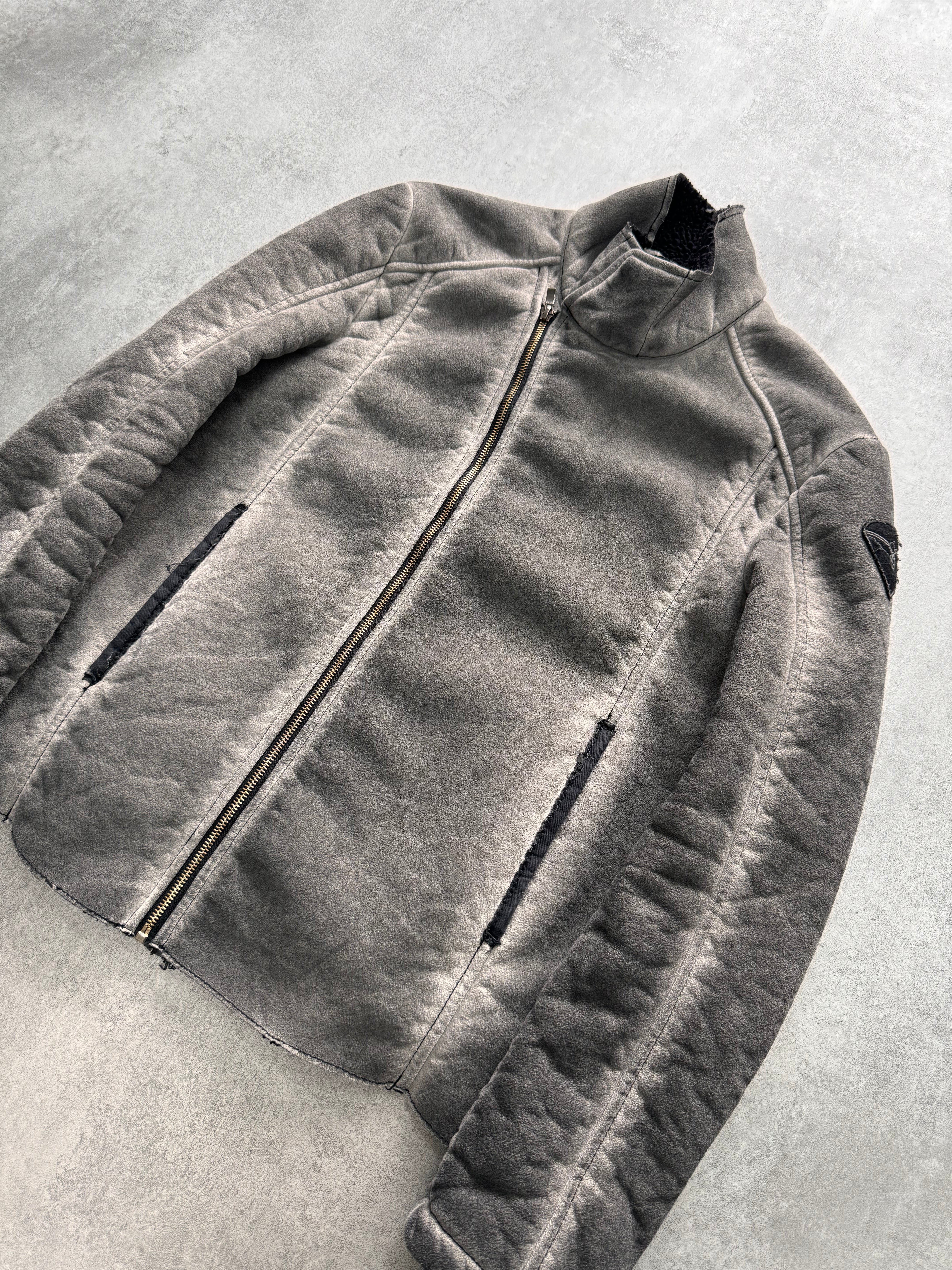 2000s Armani Acid Grey Asymmetrical zip Jacket - Image 2