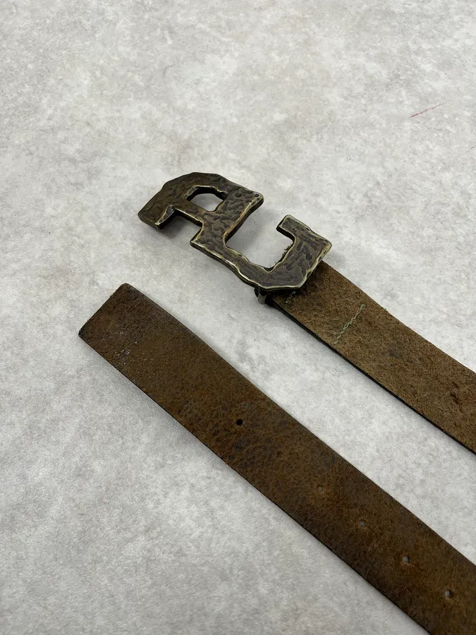 2000s Armani AJ Brown Leather Belt - Image 4