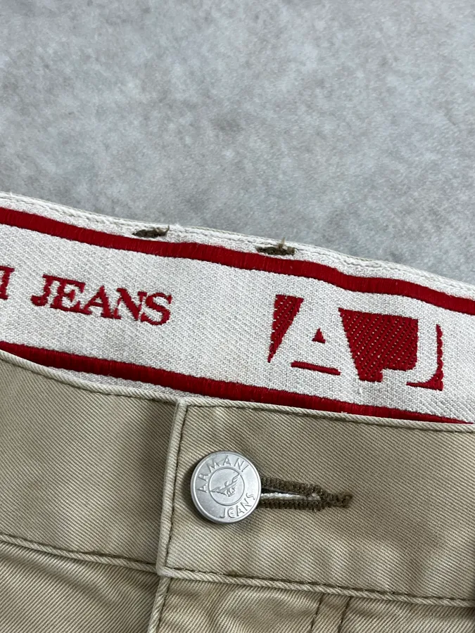 2000s Armani Beige Cozy Flared Pants - Image 11