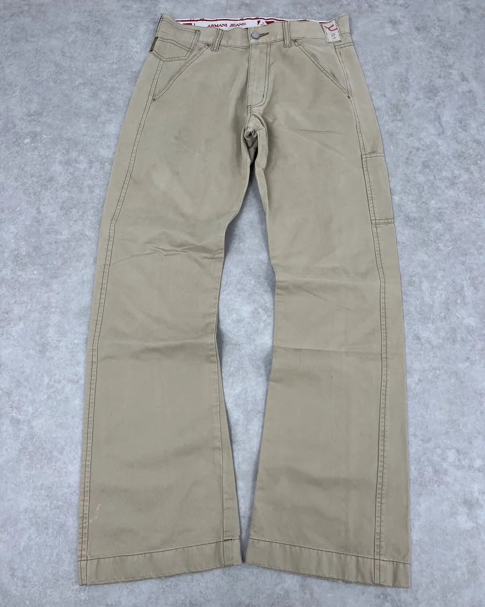 2000s Armani Beige Cozy Flared Pants - Image 4