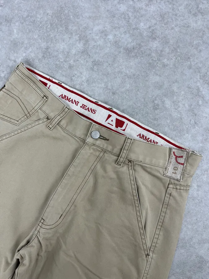 2000s Armani Beige Cozy Flared Pants - Image 5