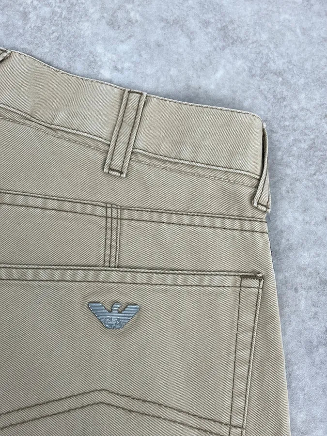 2000s Armani Beige Cozy Flared Pants - Image 8