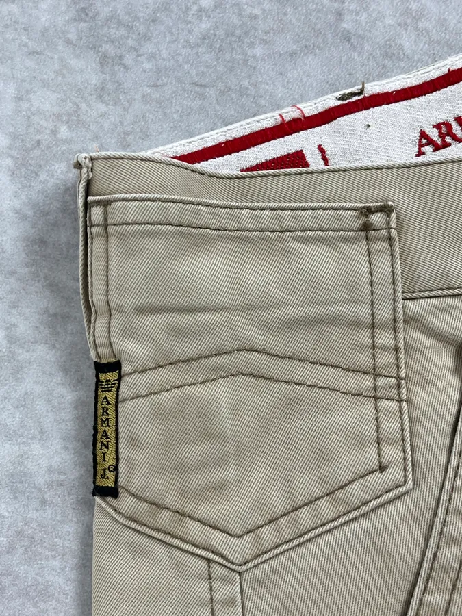 2000s Armani Beige Cozy Flared Pants - Image 9