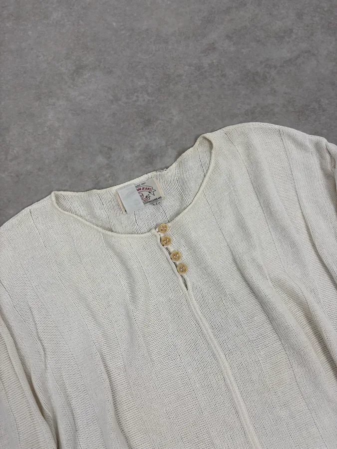2000s Armani Beige Henley Longsleeves - Image 5