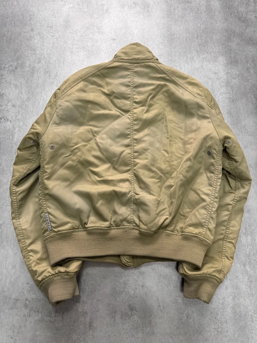 2000s Armani Beige Washed Utility Drift Bomber Jacket - Image 2