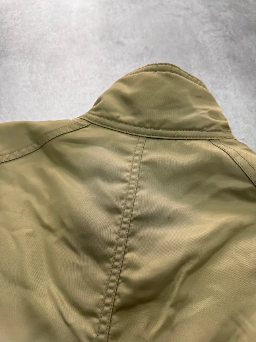 2000s Armani Beige Washed Utility Drift Bomber Jacket - Image 4