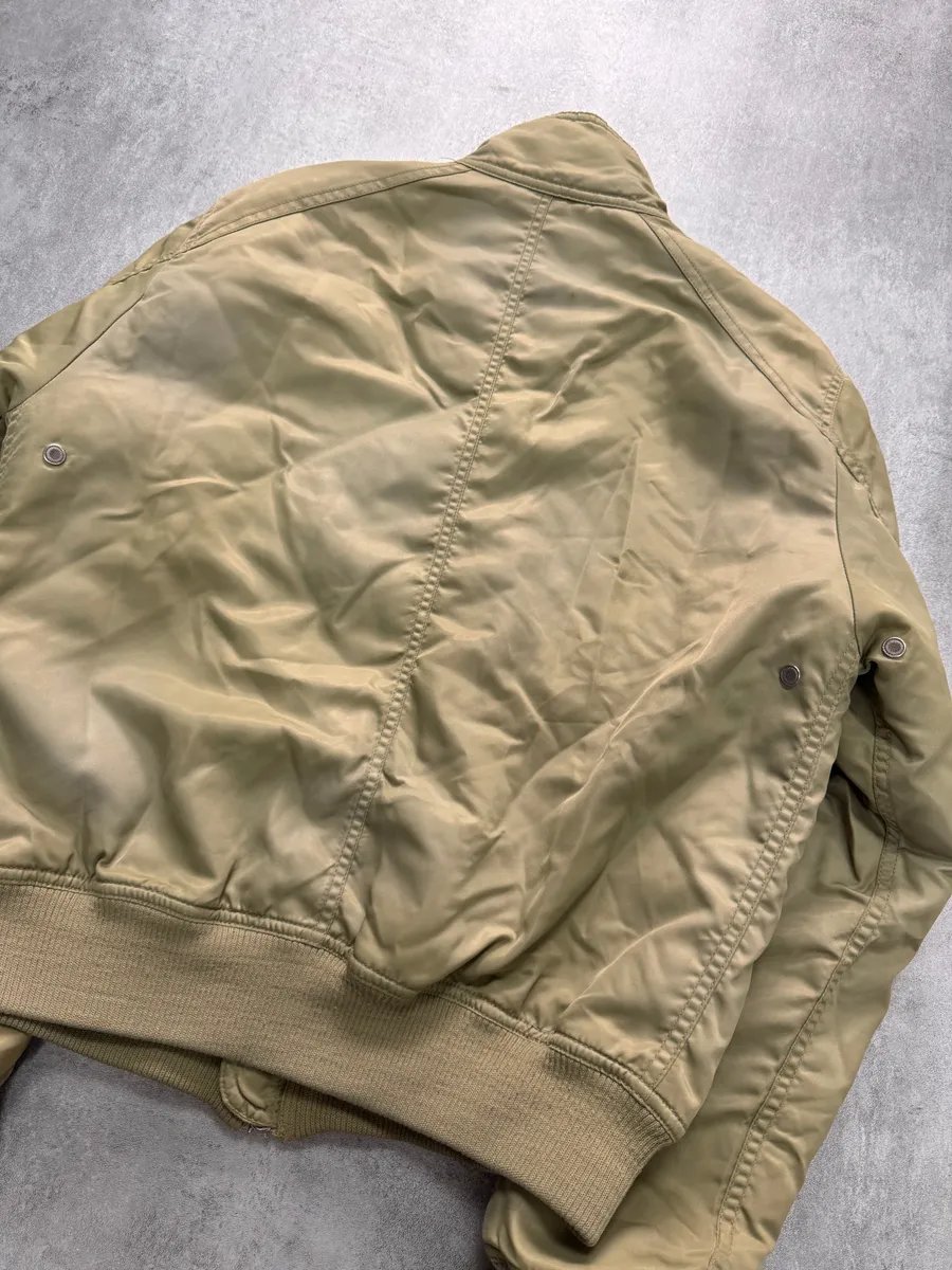 2000s Armani Beige Washed Utility Drift Bomber Jacket - Image 5