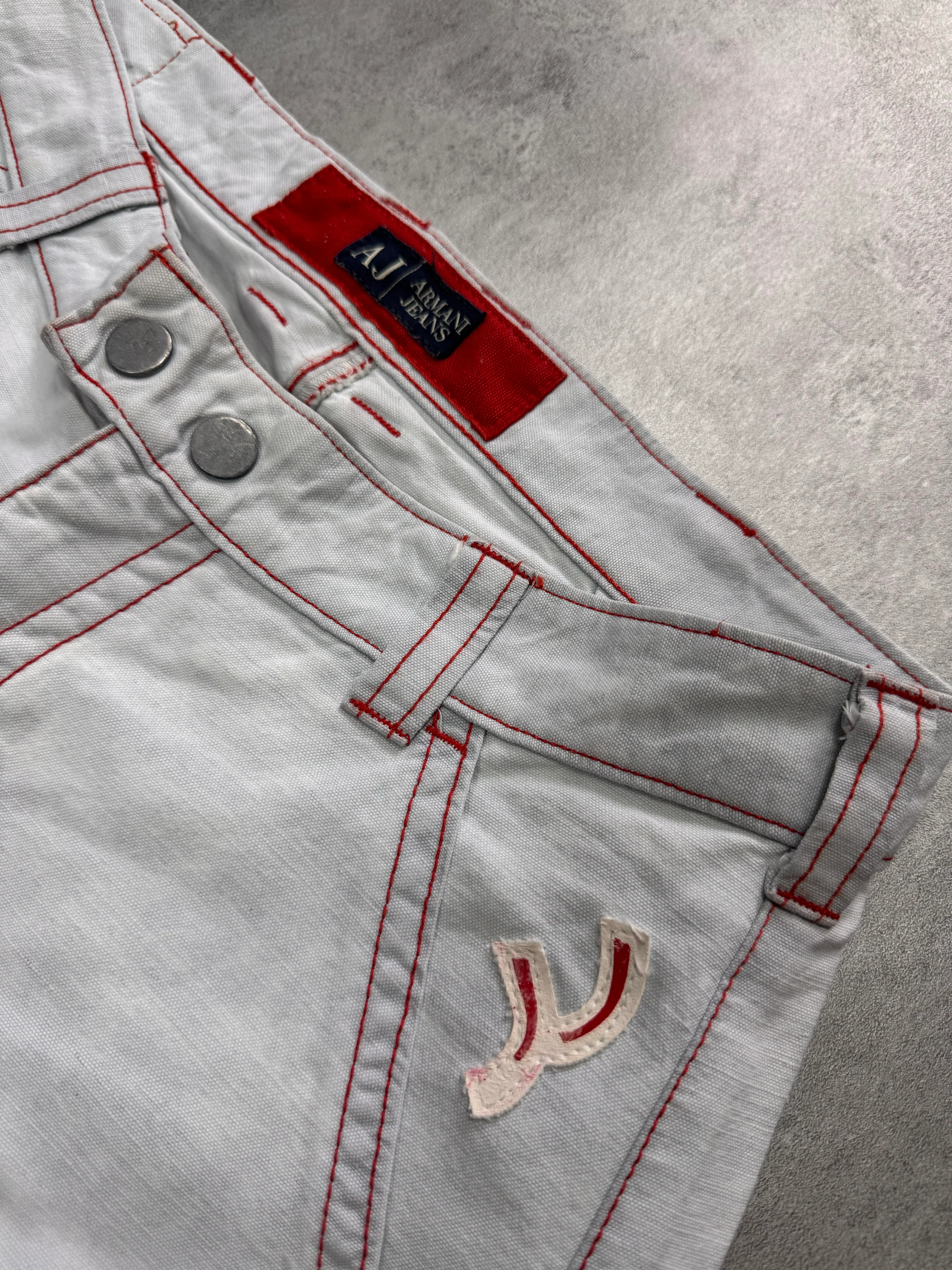 2000s Armani Biker Cargo White Pants - Image 3