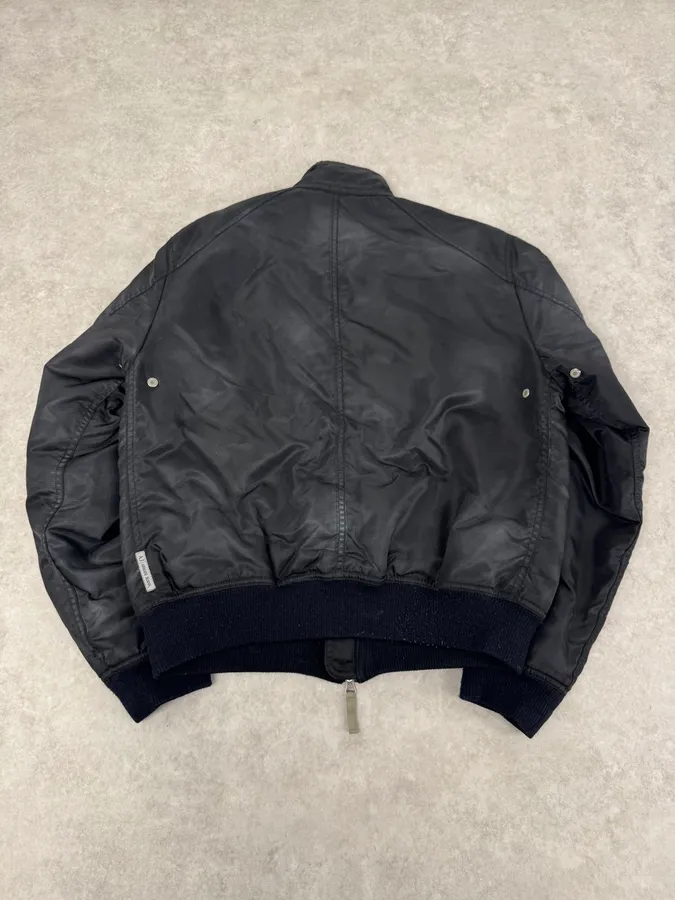 2000s Armani Black Aero Relaxed Bomber Jacket - Image 5
