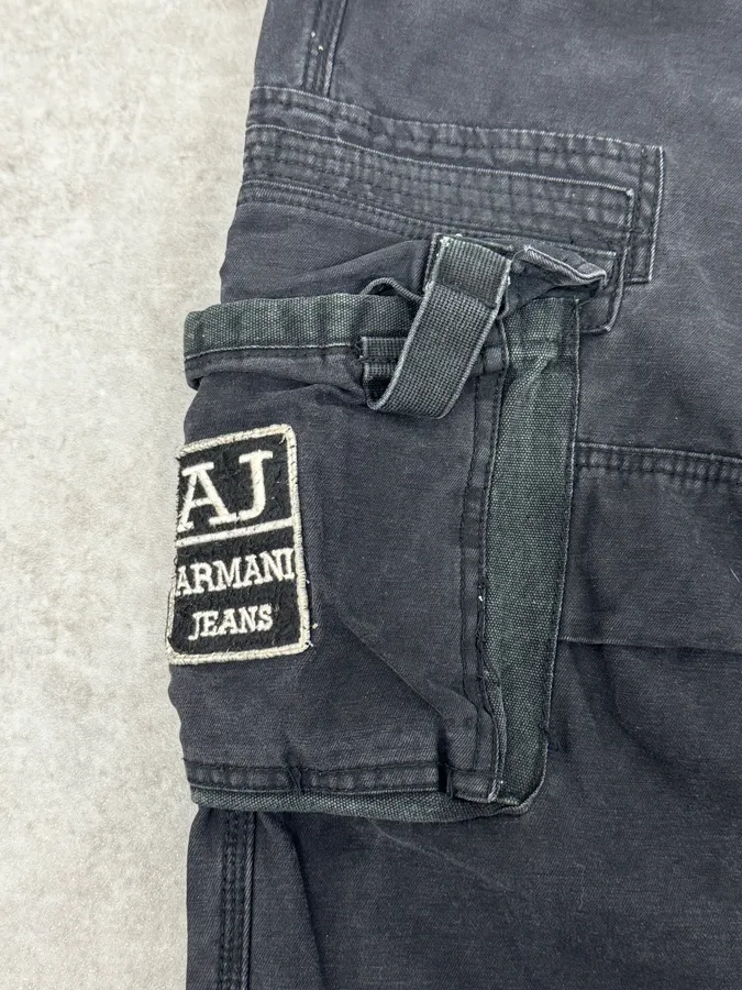2000s Armani Black Cargo Pants - Image 9