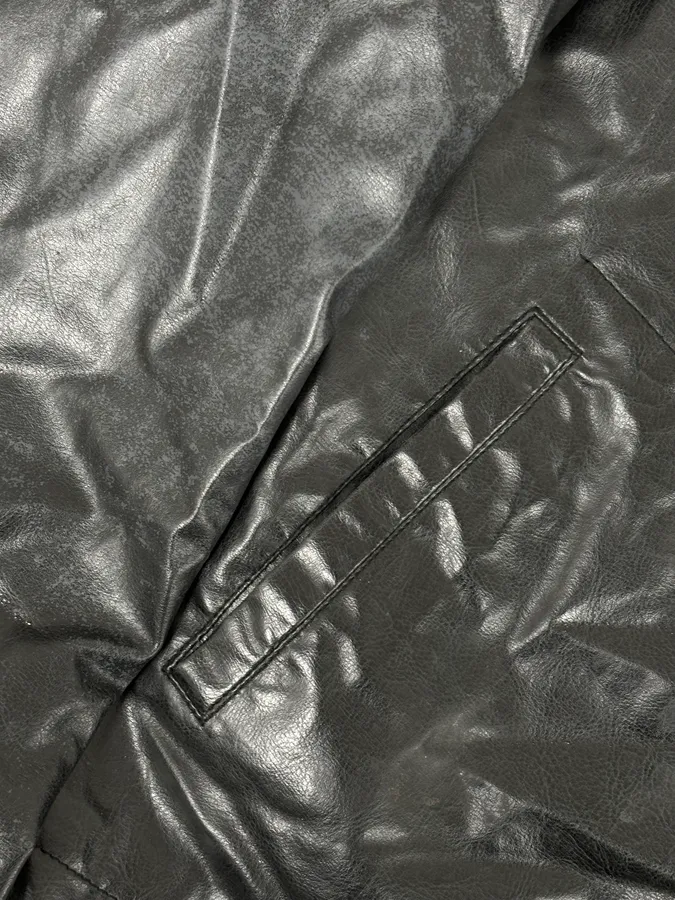 2000s Armani Black Eco Leather Biker Jacket - Image 11