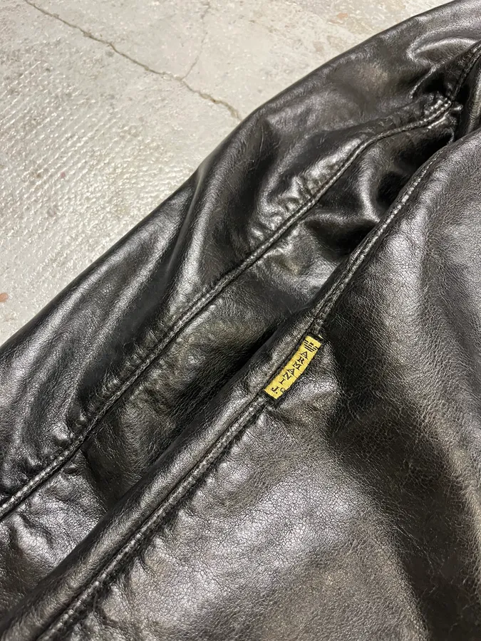 2000s Armani Black Faux Leather & Fur Long Coat - Image 9