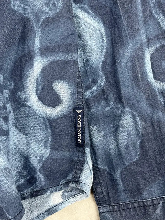 2000s Armani Black Obscure Monster Asian Shirt - Image 9